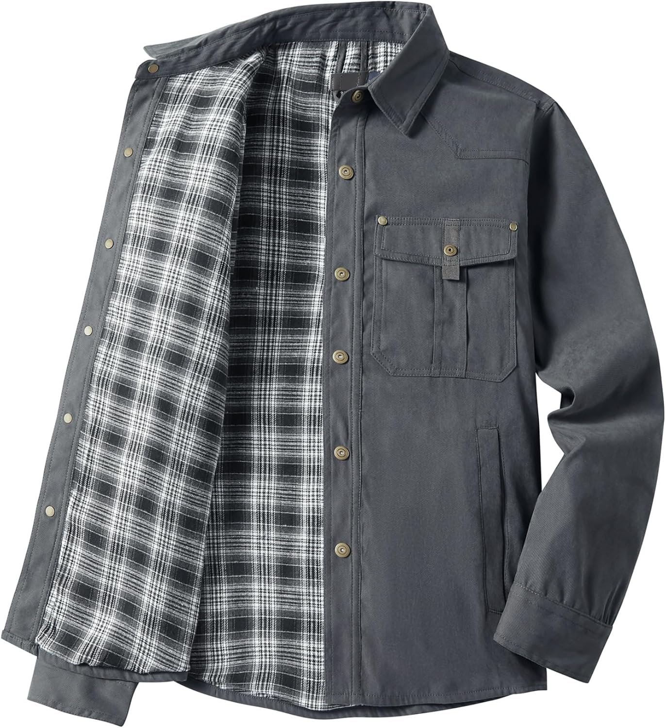 Mr.Stream Men's Lightweight Long Sleeved Snap Plaid Western ... - Image 6