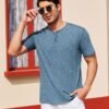 COOFANDY Men's Henley Shirts Short Sleeve Casual Basic Tee S...