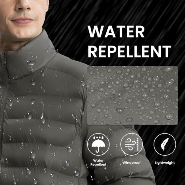 Gopune Men's Lightweight Puffer Jacket Detachable Hooded Wat...