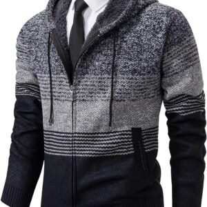 Mylldey Mens Hoodies Knit Sweater, Full Zip Fleece Lined Car...