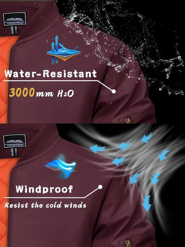 KEFITEVD Men's Jacket Casual Windproof Bomber Jackets Full Z...