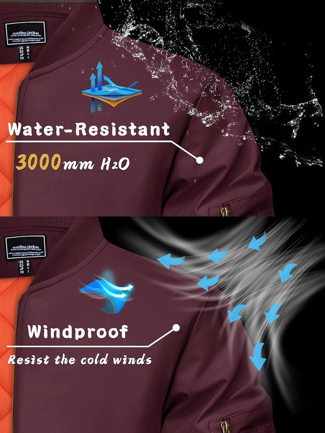 KEFITEVD Men's Jacket Casual Windproof Bomber Jackets Full Z... - Image 2