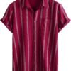 VATPAVE Mens Summer Striped Shirts Button Down Short Sleeve ...