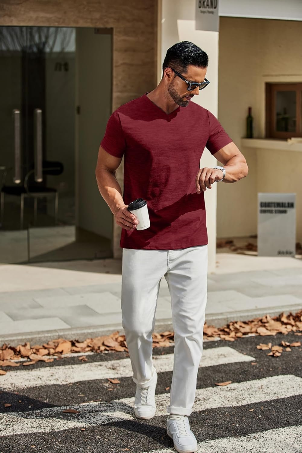 COOFANDY Men's T Shirts Short Sleeve Classic V Neck T-Shirt ... - Image 7