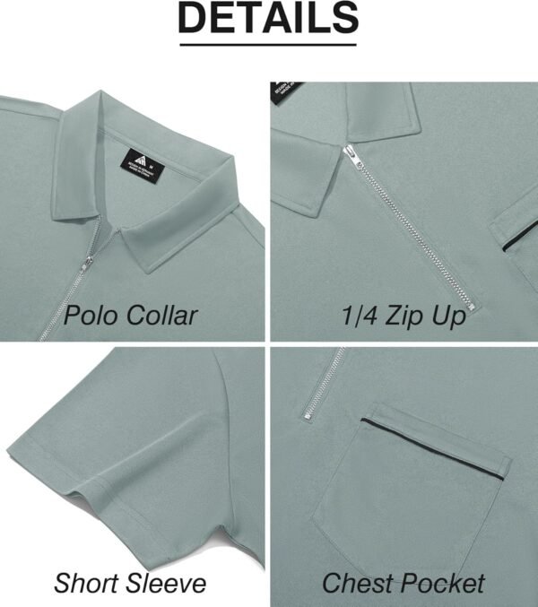 ZITY Mens Polo Shirts Quarter Zip Shirts Casual Classic Ligh...