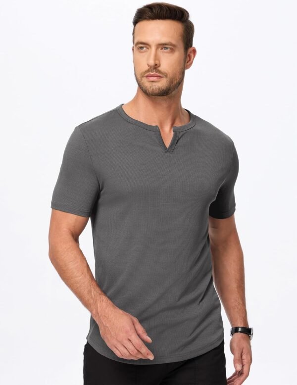 JMIERR Men's Muscle V-Neck T Shirt Short Sleeve Longline Rib...