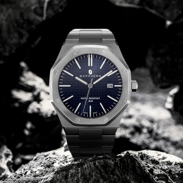 SAPPHERO Men's Watch Octagonal Stainless Steel 30M Waterproo...