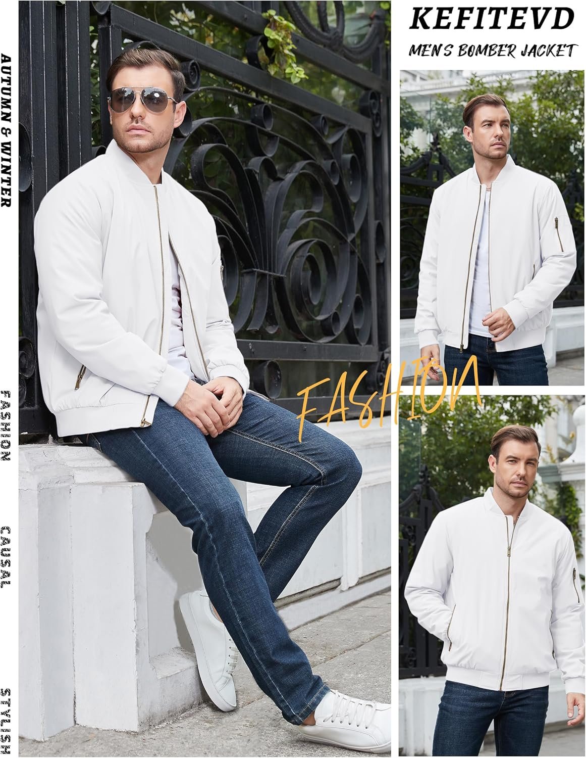 KEFITEVD Men's Jacket Casual Windproof Bomber Jackets Full Z... - Image 6