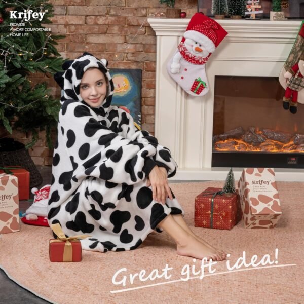 Krifey Wearable Blanket Hoodie, Oversized Sherpa Hooded as C...