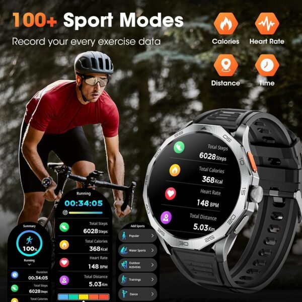 Military Smart Watch for Men 1.85" HD Ultra Screen Touch Scr...