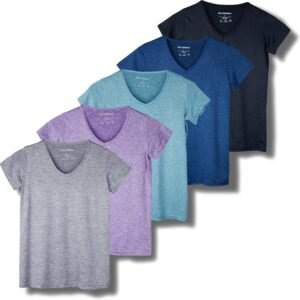 Real Essentials 5 Pack: Women's Short Sleeve V-Neck Activewe...