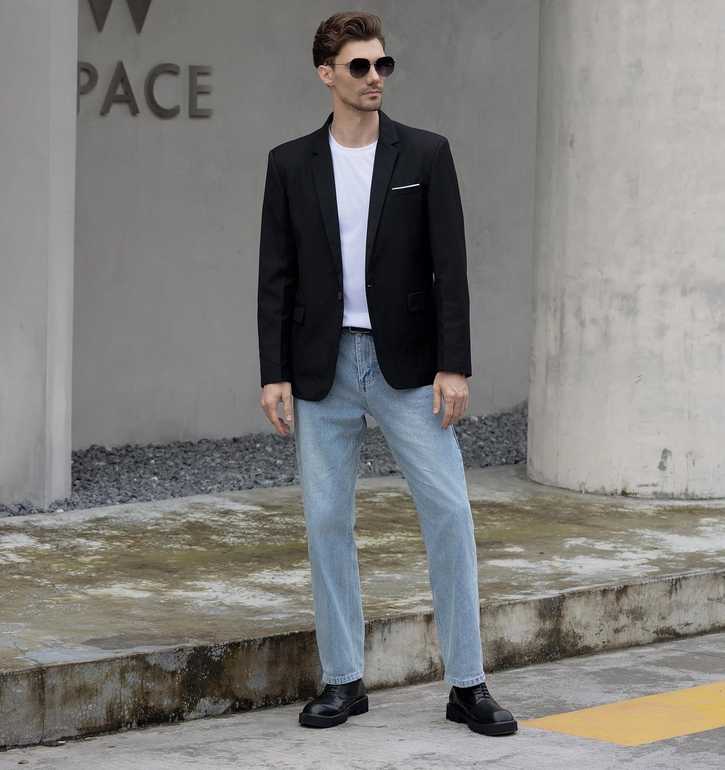 Beninos Mens Blazer Jacket Slim Fit Casual One Button Sport ... - Image 2