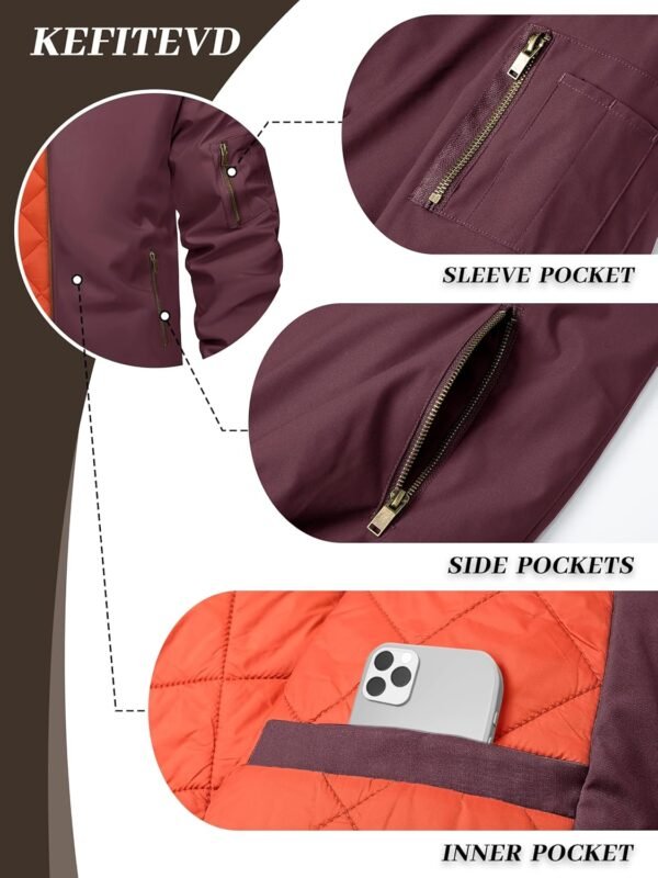 KEFITEVD Men's Jacket Casual Windproof Bomber Jackets Full Z...