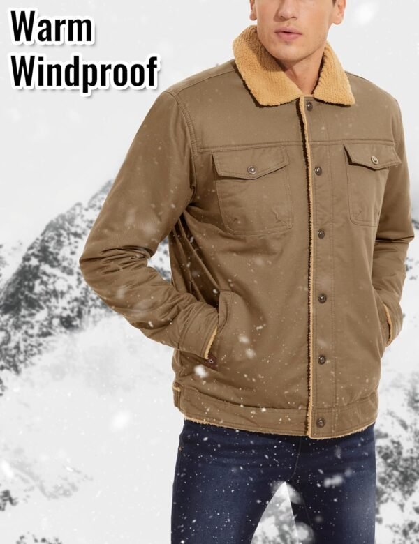 CRYSULLY Men's Winter Cargo Jacket Fur Collar Fleece Casual ...