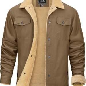 KEFITEVD Men's Winter Fleece Jacket Sherpa Lined Cargo Jacke...