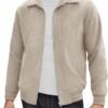 COOFANDY Men's Casual Corduroy Jacket Lightweight Zip Up Vin...