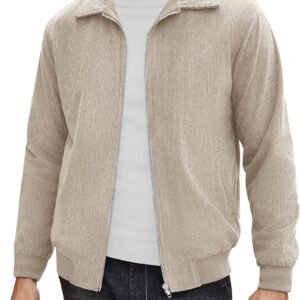 COOFANDY Men's Casual Corduroy Jacket Lightweight Zip Up Vin...
