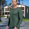 PEGENO Men's Fashion Casual Front Placket Long Sleeve Henley...
