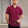 VATPAVE Mens Summer Striped Shirts Button Down Short Sleeve ...