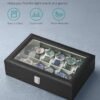 SONGMICS Watch Box, 12-Slot Watch Case with Large Glass Lid,...