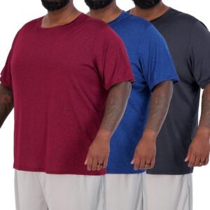Real Essentials 3 Pack: Men’s Big & Tall Tech Stretch Long-S...