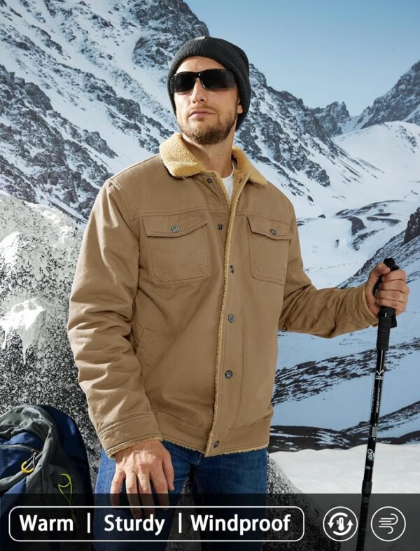 MAGCOMSEN Men's Winter Jacket Lined Sherpa Jacket Warm Truck...