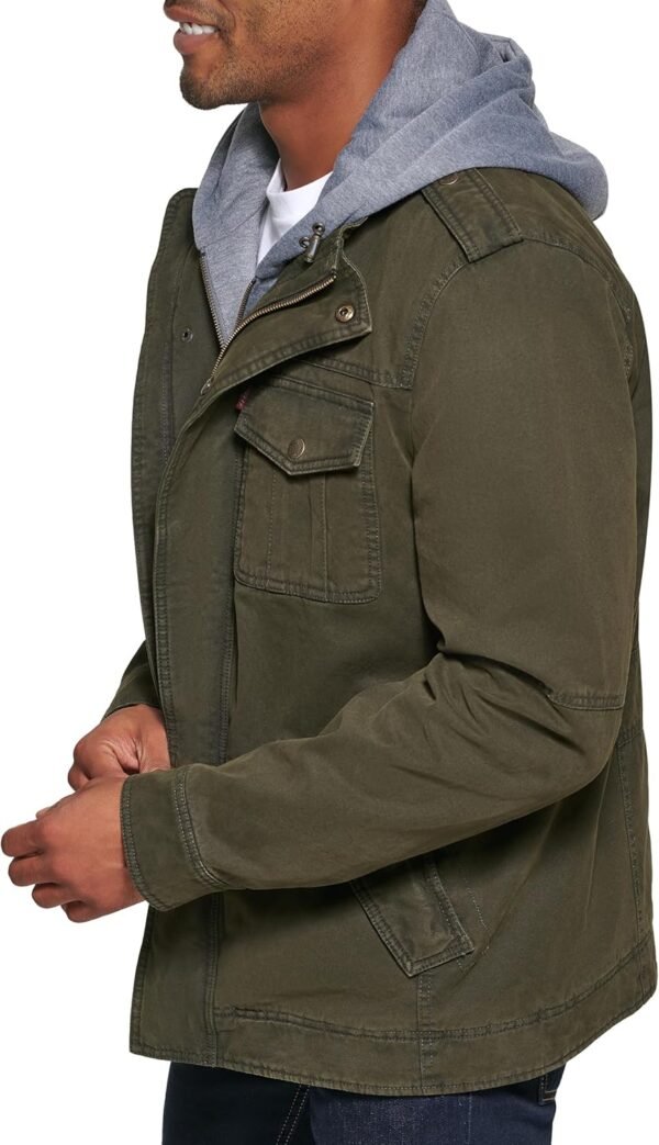 Levi's Men's Washed Cotton Hooded Military Jacket
