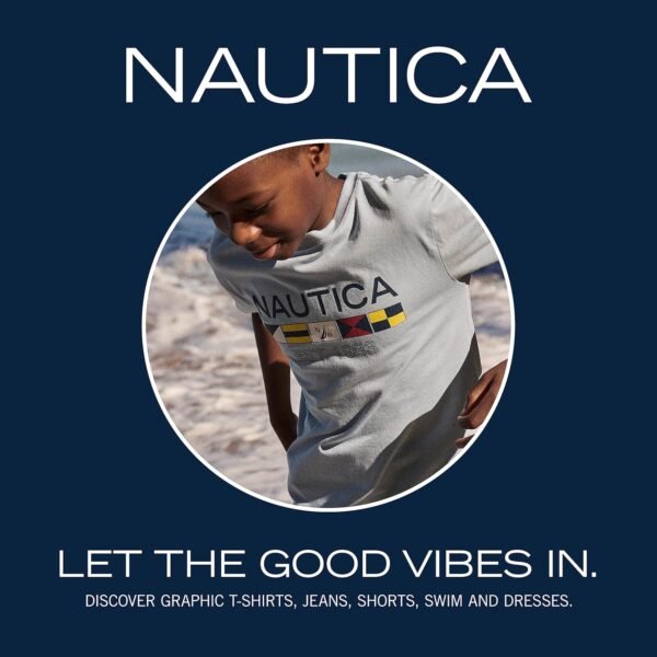 Nautica Boys' Short Sleeve Solid V-Neck T-Shirt, Soft, Comfo...