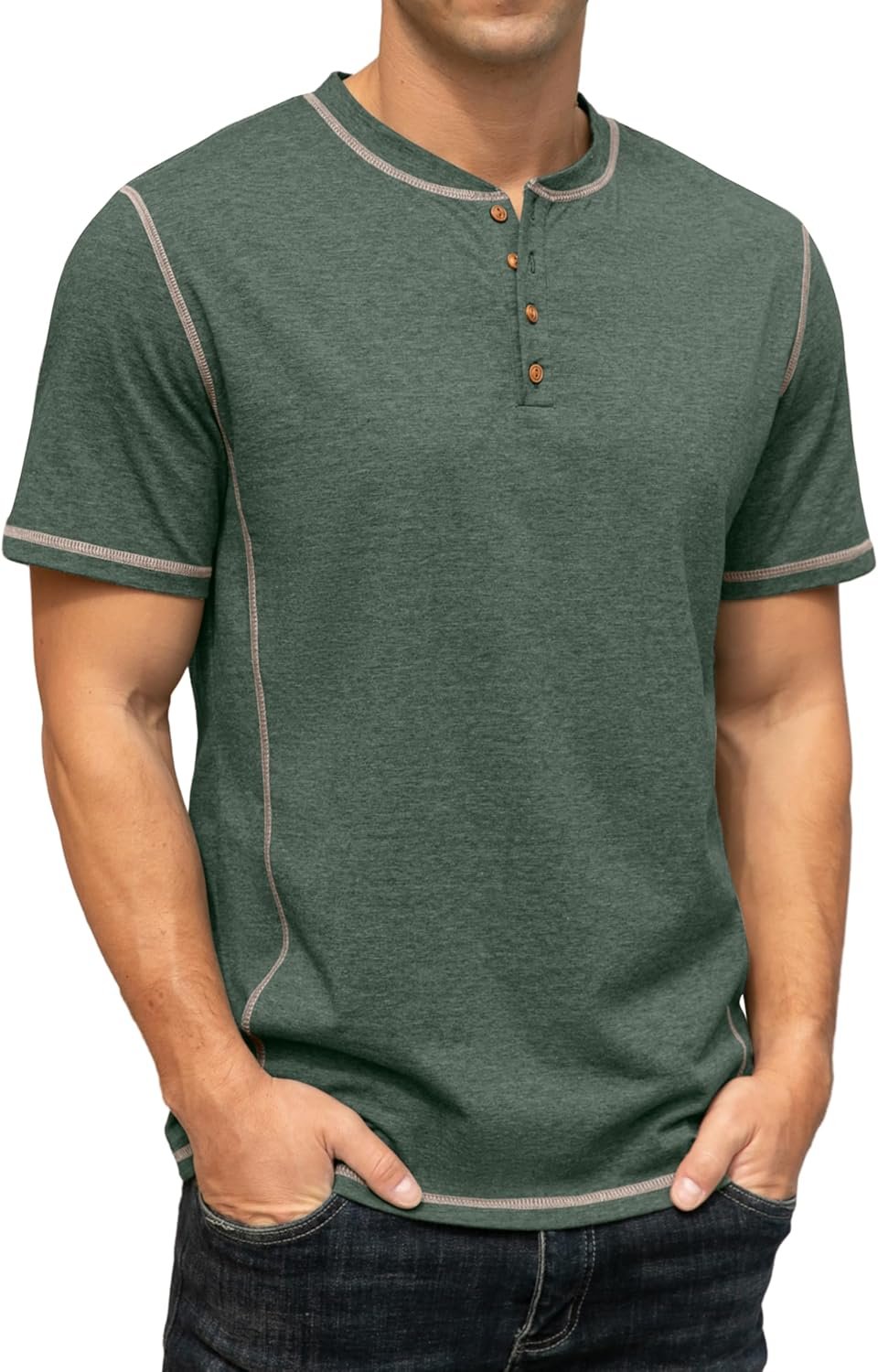 Sailwind Mens Henley Short Sleeve T-Shirt Cotton Maverick Sh... - Image 2