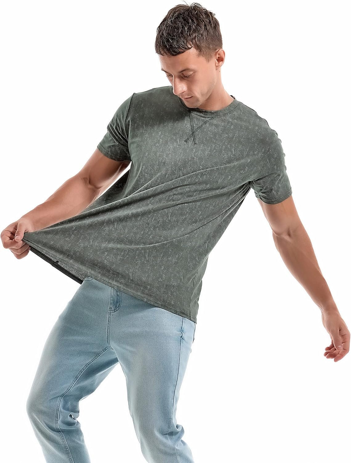 KLIEGOU Men's T-Shirts - Premium Cotton Crew Neck Tees S - 4... - Image 3