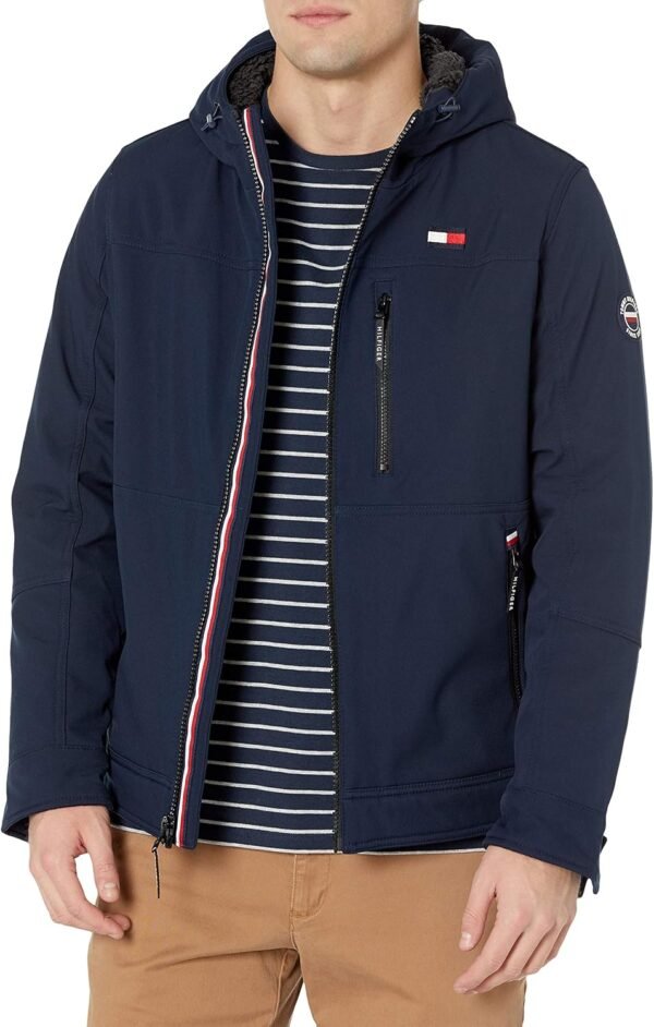 Tommy Hilfiger Mens Hooded Soft Shell Sherpa Lined Performan...