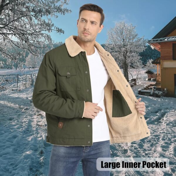 Men's Winter Jacket, Cotton Sherpa Fleece Lined Jacket, Warm...