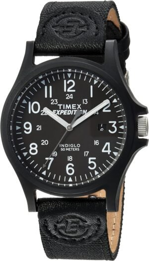 Timex Men's TW4B08100 Expedition Acadia Black Leather/Nylon ...