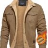 CRYSULLY Men's Winter Cargo Jacket Fur Collar Fleece Casual ...