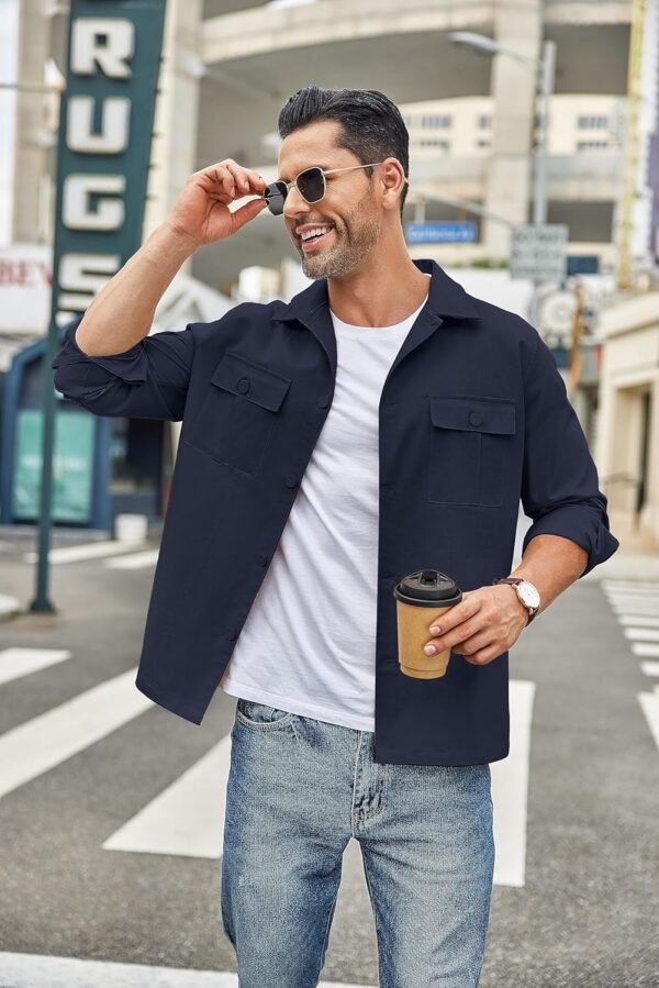 COOFANDY Men's Casual Shirt Jacket Long Sleeve Button Down O...