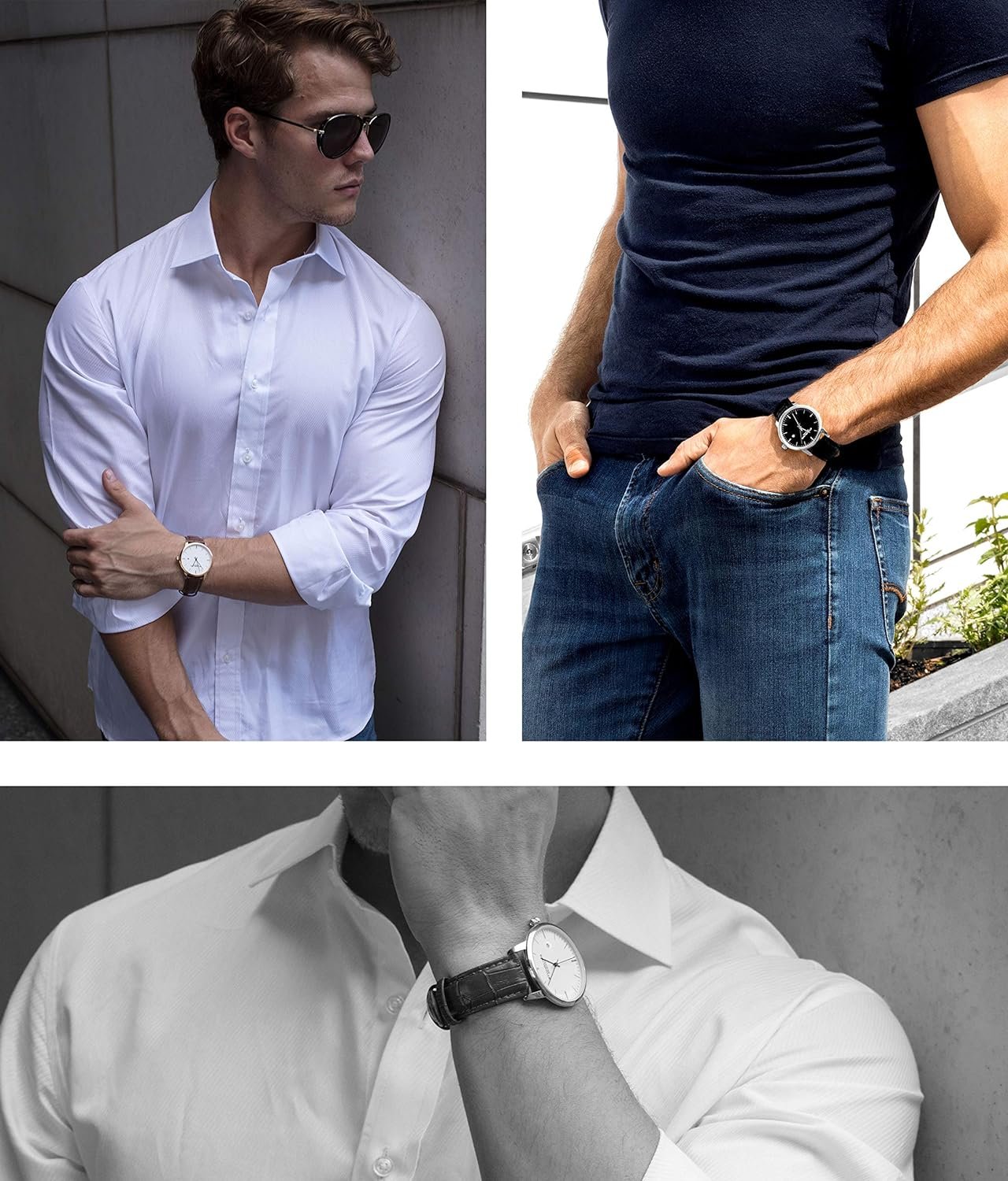 Stuhrling Original Mens Black Watch Calfskin Leather Strap C... - Image 6