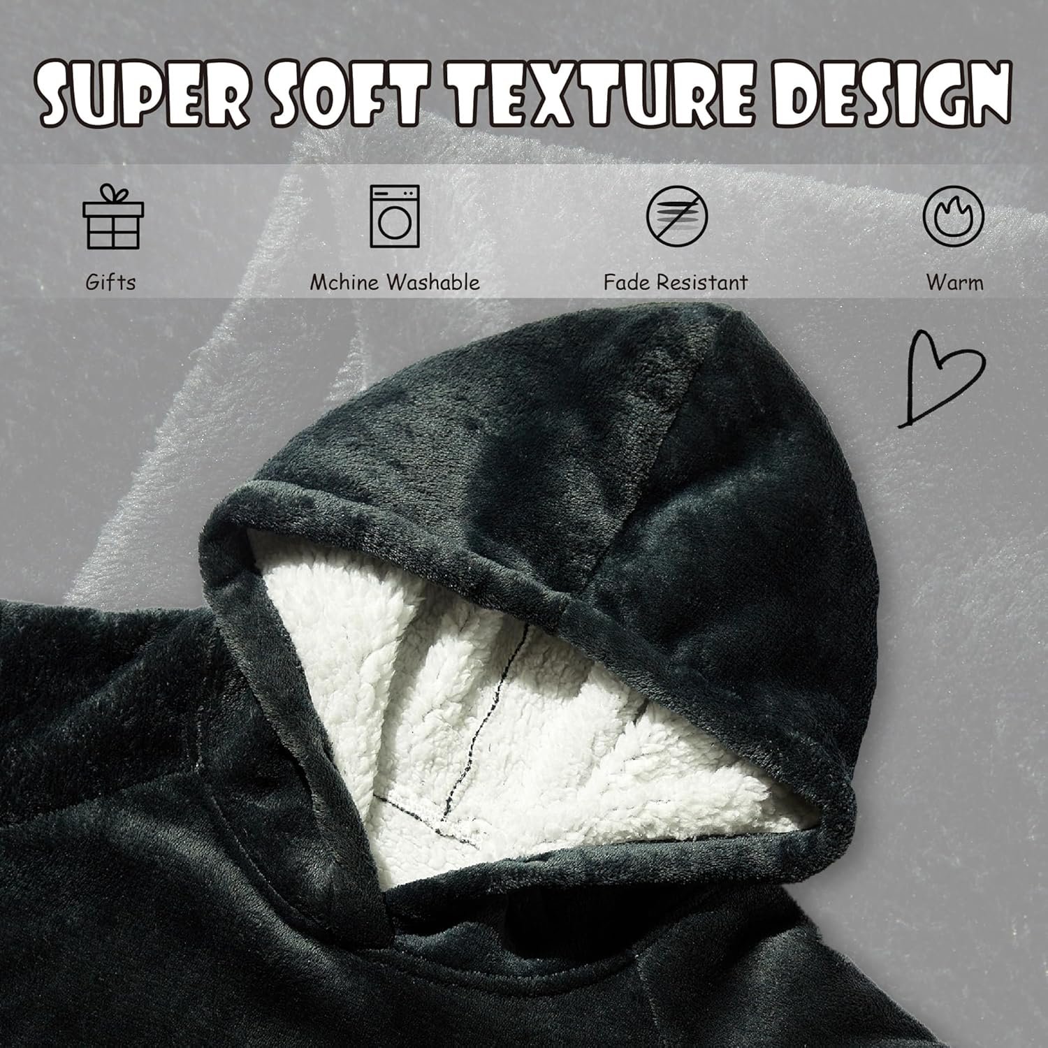 Krifey Wearable Blanket Hoodie, Oversized Sherpa Hooded as B... - Image 4