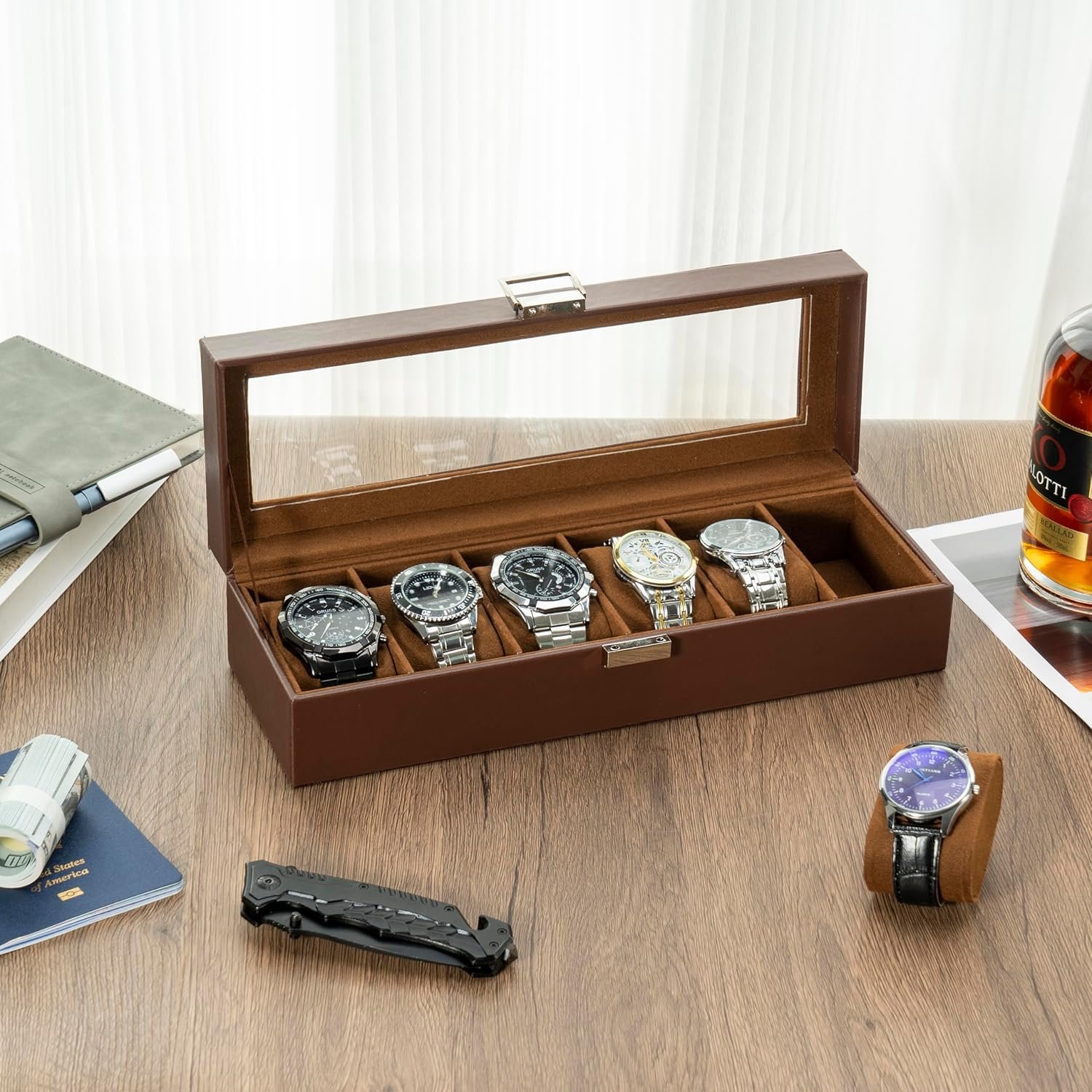 ProCase Watch Box for Men, 6 Slot Mens Watch Case, Watch Sto... - Image 6