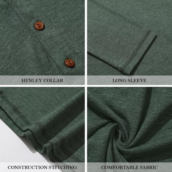 PEGENO Men's Fashion Casual Front Placket Long Sleeve Henley...