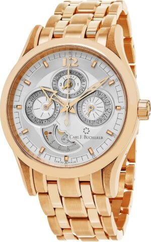 Manero Perpetual 18K Rose Gold Day Date Month Bracelet Autom...