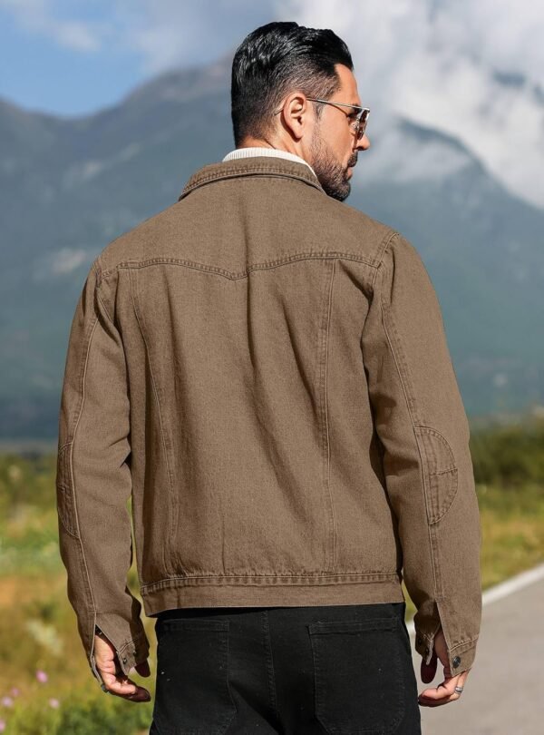 Men's Denim Jacket with Flannel Lined Jean Jackets Cowboy Cu...