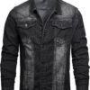 QIMYUM Jean Jacket For Men, Distressed Slim Denim Jacket