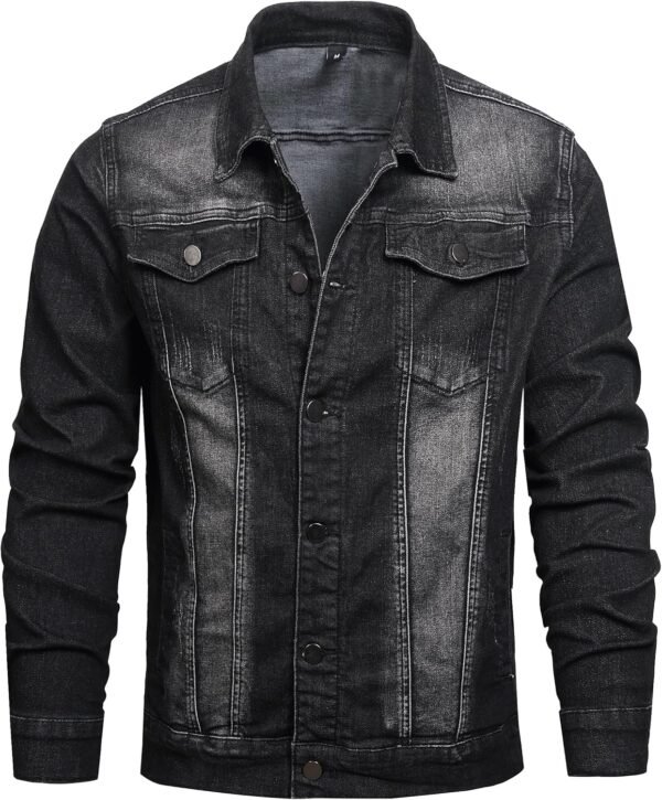 QIMYUM Jean Jacket For Men, Distressed Slim Denim Jacket