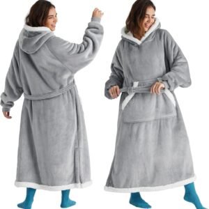 Bedsure Wearable Blanket Hoodie Women - Long Sherpa Warm Coz...