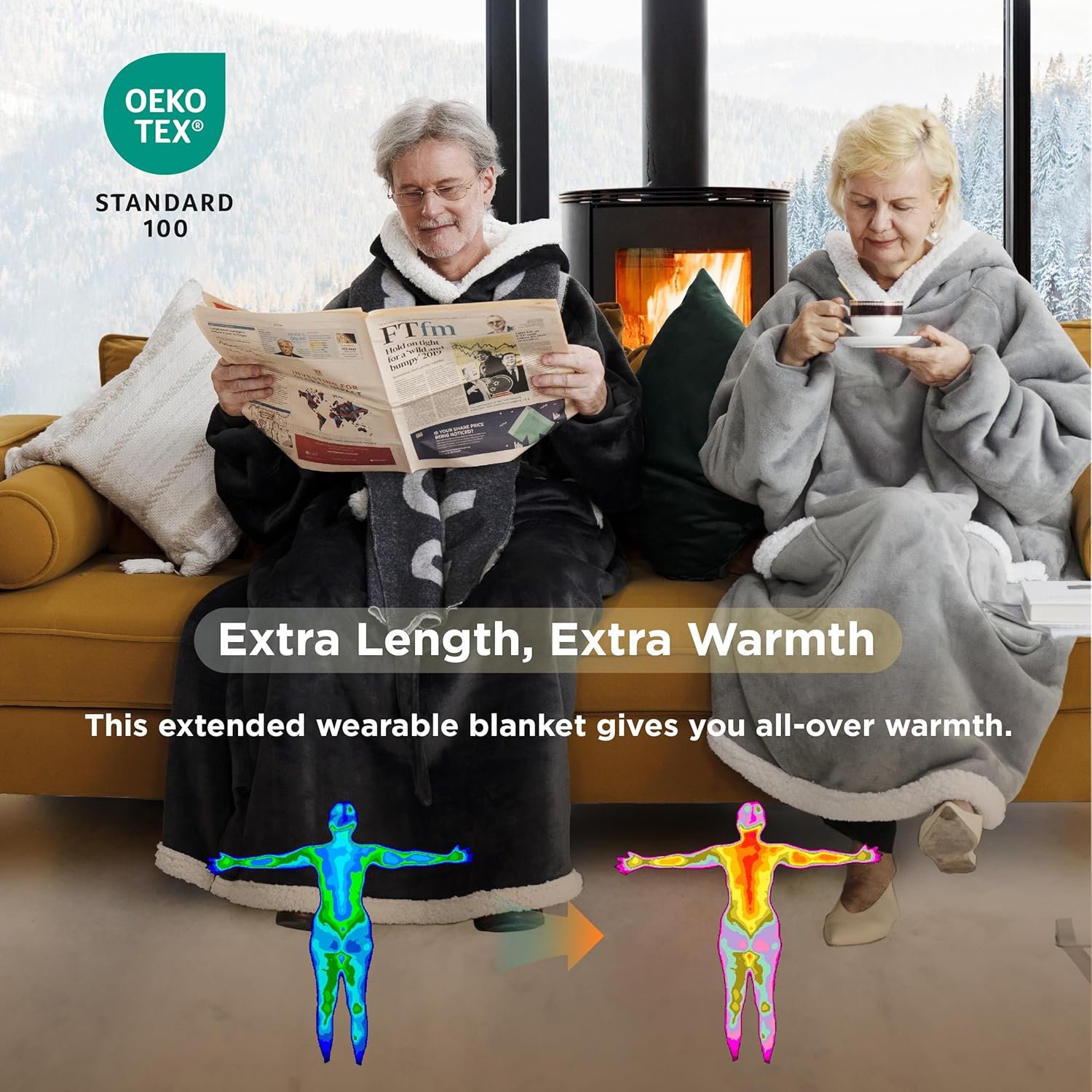 Bedsure Wearable Blanket Hoodie Women - Long Sherpa Warm Coz... - Image 4