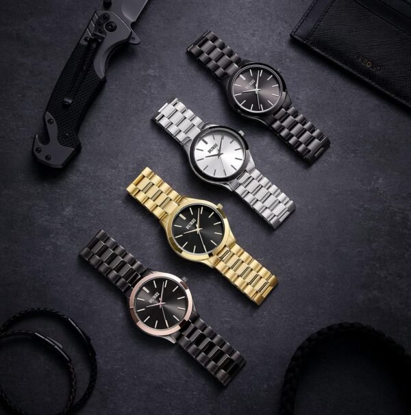 BUREI Men Watches Fashion Analog Stainless Steel Quartz Wate...