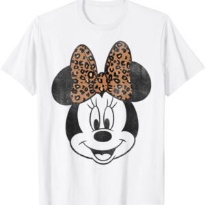 Disney Minnie Mouse Vintage Leopard Print Bow Portrait Short...