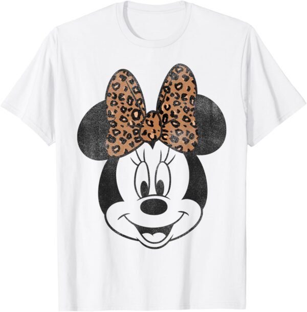 Disney Minnie Mouse Vintage Leopard Print Bow Portrait Short...
