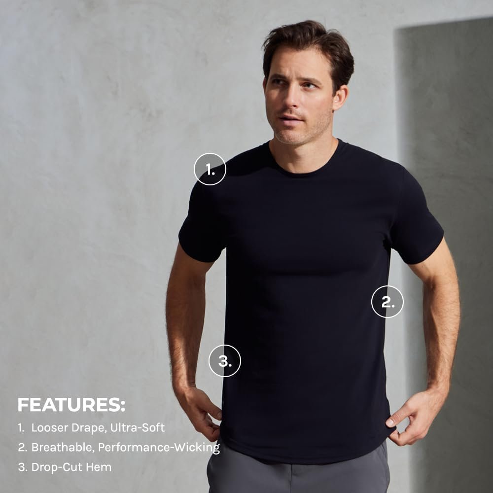 Mens Drop-Cut Men's T Shirt, Plain Tshirts for Men, Drop Cut... - Image 3