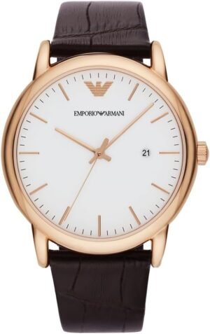 Emporio Armani Men's Three-Hand Leather Watch